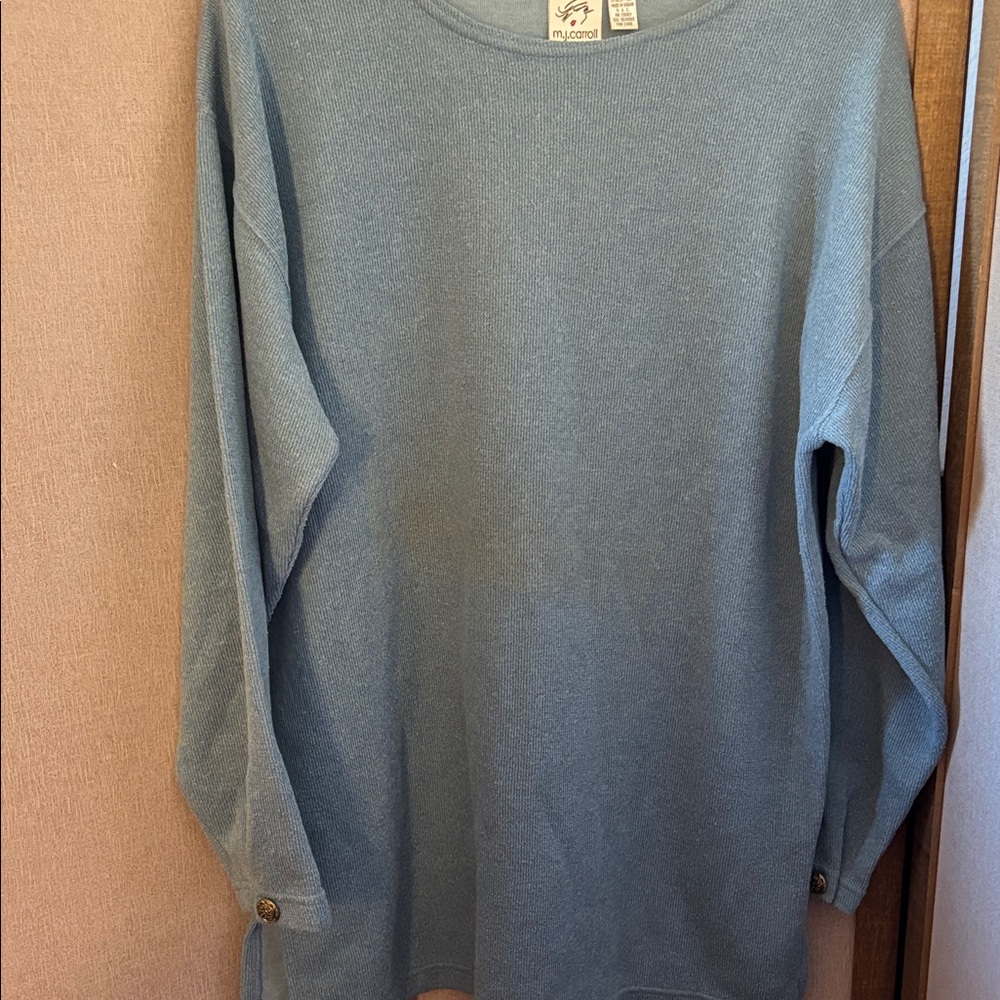 M.j Carroll Blue Long Sleeve top medium